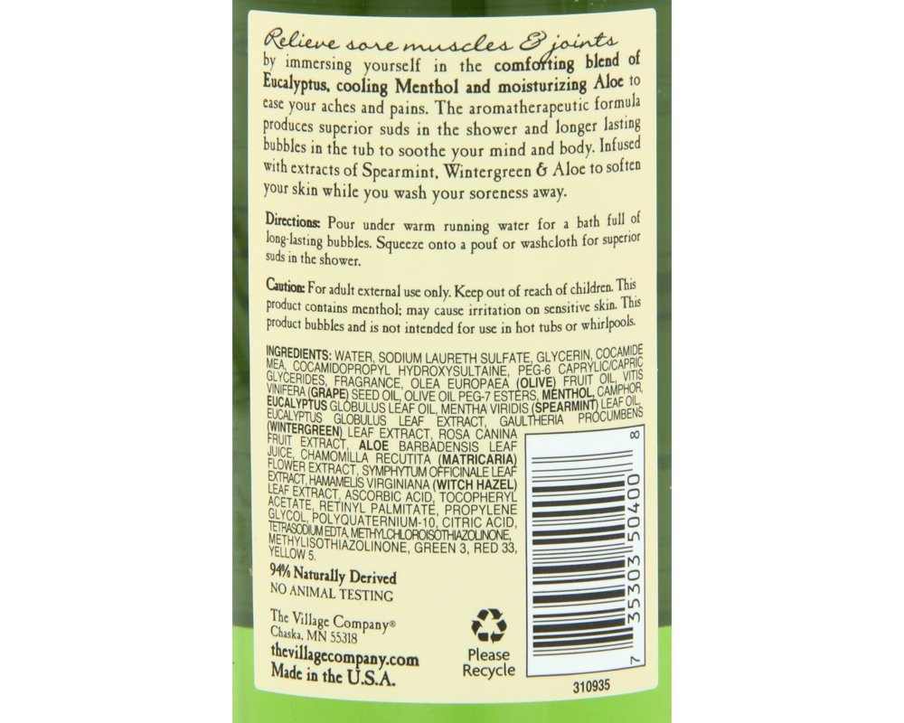 Village Naturals Therapy Aches and Pains Muscle Relief Foaming Bath Oil and Body Wash 16oz (3-pack)